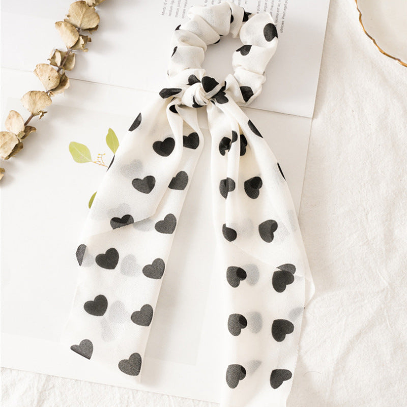 Peach Heart New Long Ribbon Hair Tie