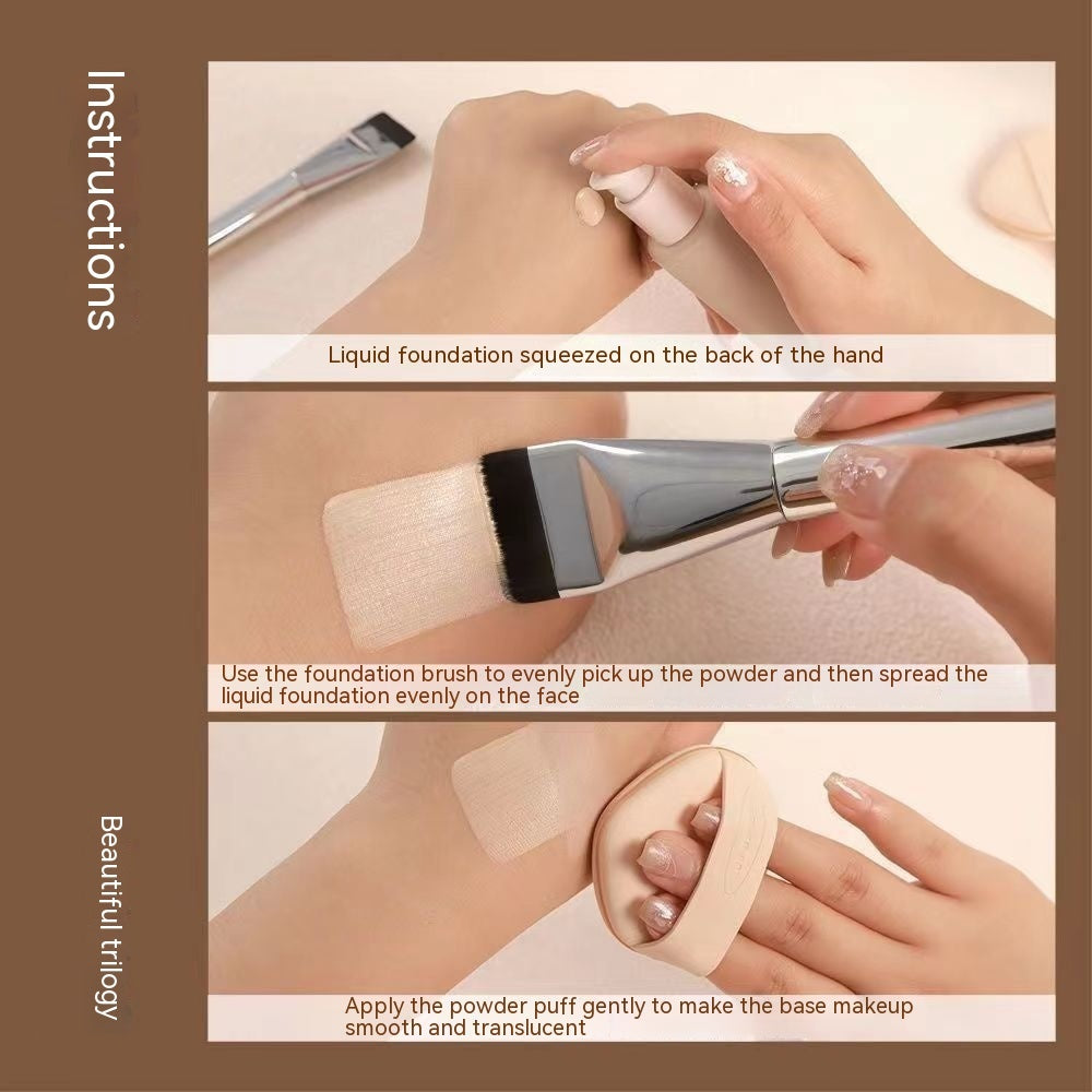 One-line Powder Foundation Brush Flat Head Flawless Bare Skin Base Makeup Brush Thin Seamless Concealer