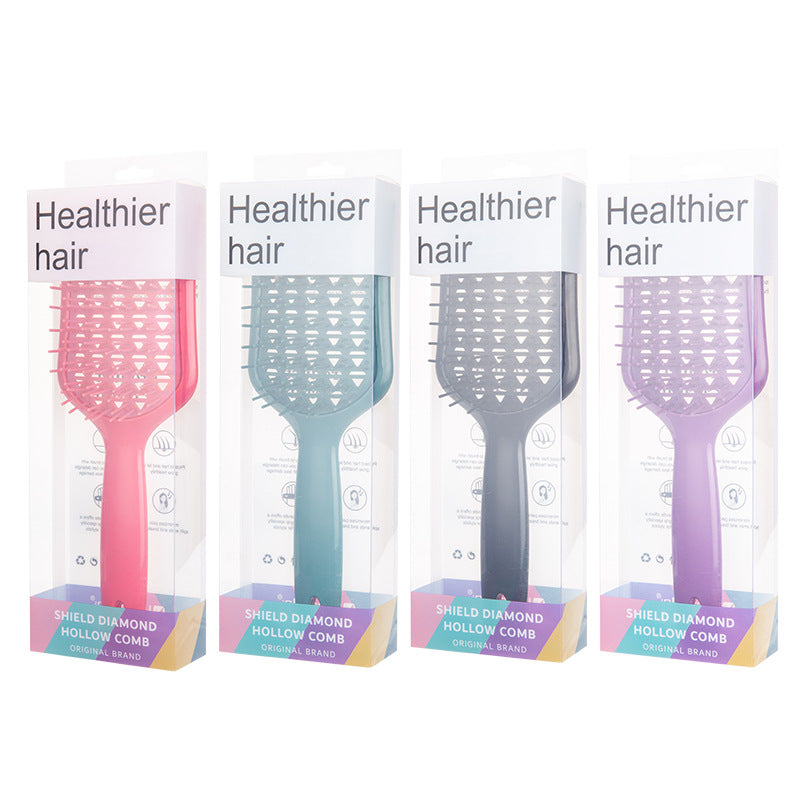 Diamond Hollow Shield Comb Hanging Hair Fluffy Comb