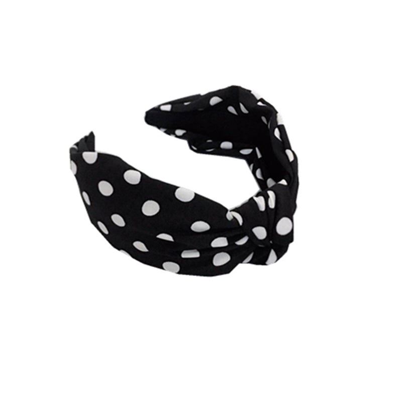 Simple Fabric Wave Point Wide Brim Hairpin Hoop Knotted Headband Headdress