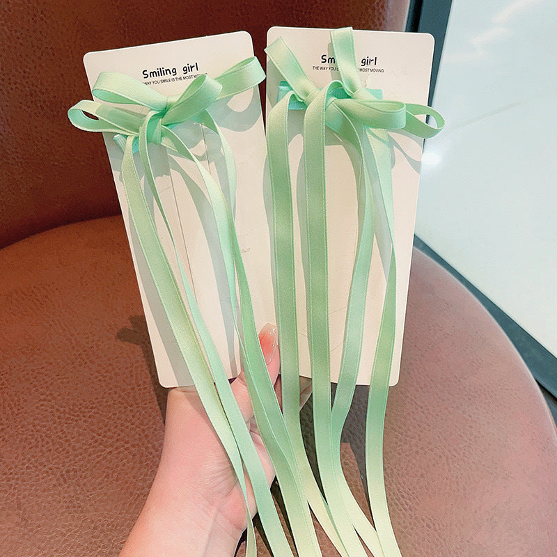 Ribbon Bowknot Long Girl Princess Braided Hairpin