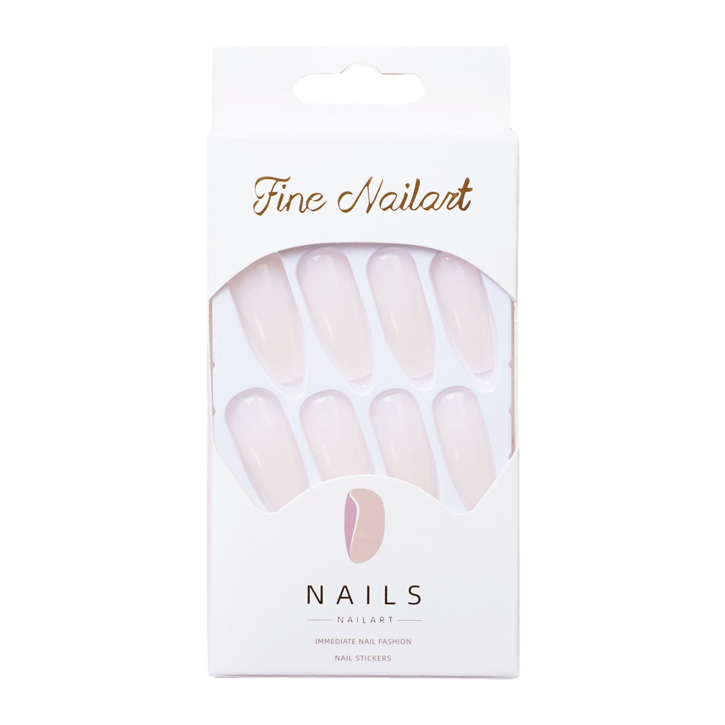 CS-57 Long Ballet Jelly White Fake Nail Tip Wear Nail Stickers Finished Product 24 Pieces