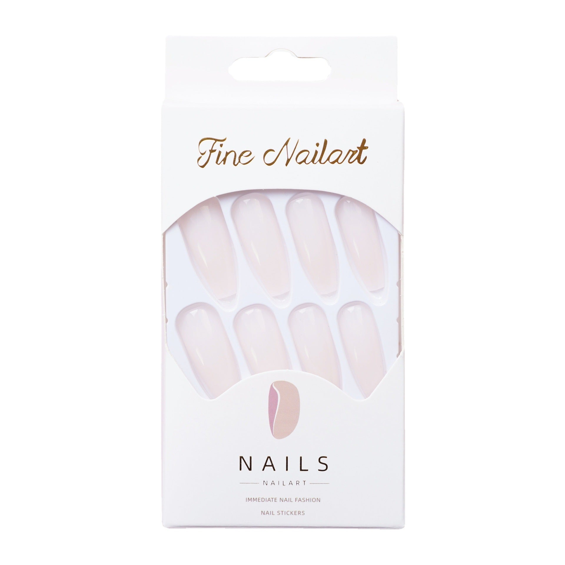 CS-57 Long Ballet Jelly White Fake Nail Tip Wear Nail Stickers Finished Product 24 Pieces