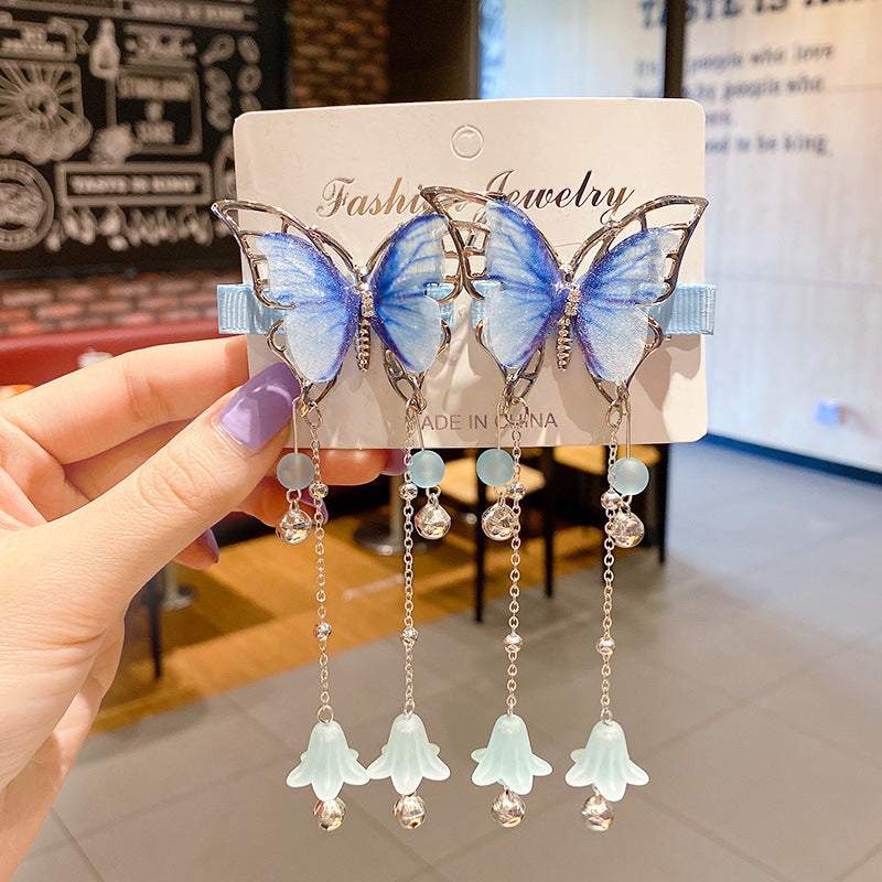 Bowknot Small Bells Tassel Rhinestone Hairpin