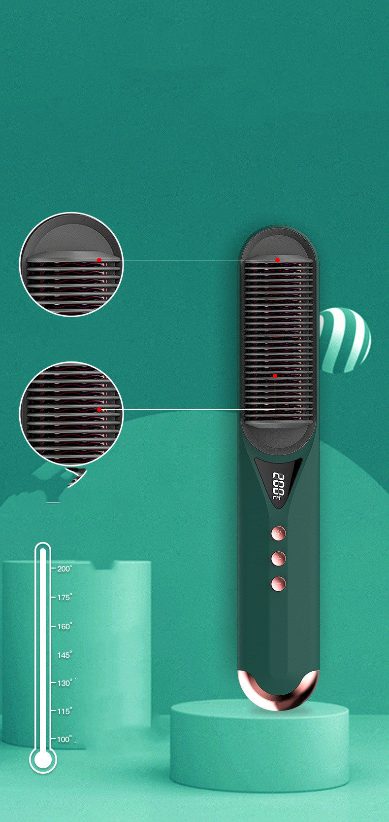 Styling comb negative ion electric hair straightening curler