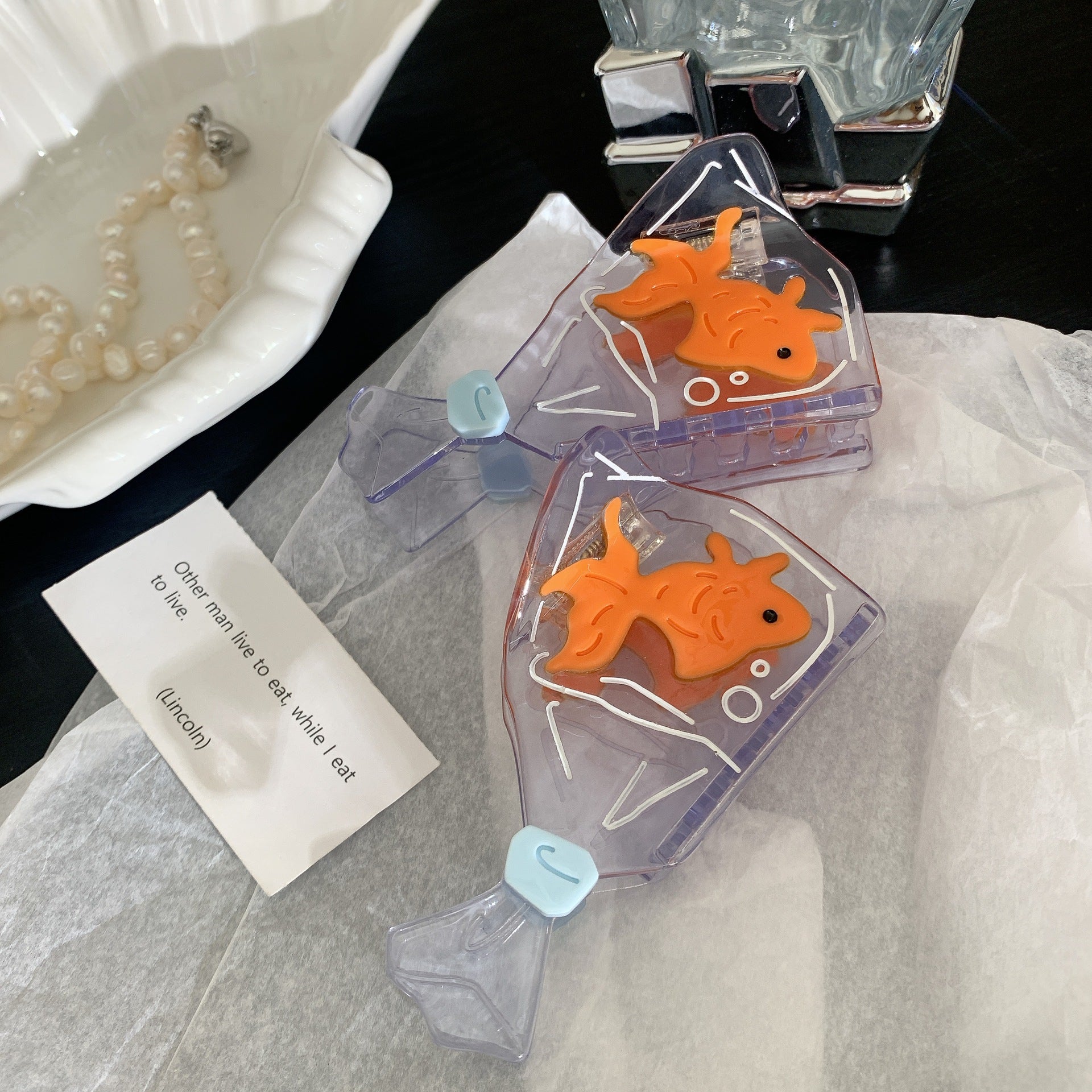 Stitching Creative Small Goldfish Acetate Hairpin Design