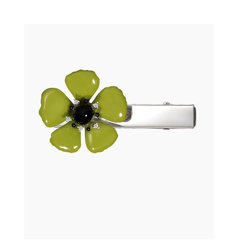 Oil Drop Green Simple Three-dimensional Flower Hairpin Niche Sense Of Luxury