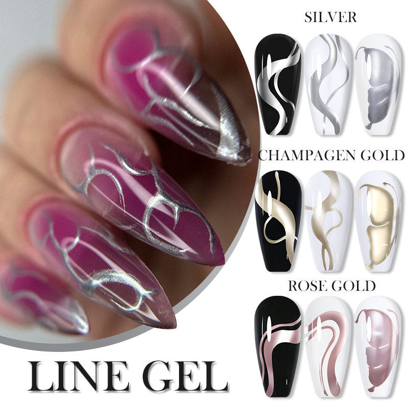 Lilycute Metal Painted Cable Gel Nail Polish Nail Art Cable Adhesive Hoy Side Silver Phototherapy Metalic Glue