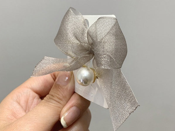 Simple bowknot pearl hair ornaments