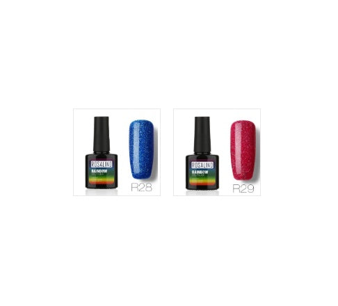 Rosalind Nail free, long-lasting, non-toxic, nail polish, ROSALIND phototherapy glue, star studded rainbow system.