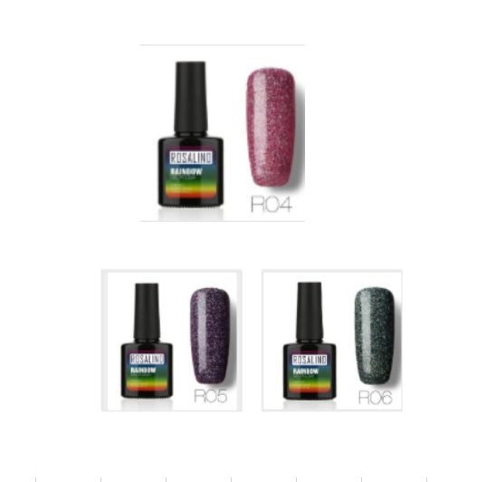 Rosalind Nail free, long-lasting, non-toxic, nail polish, ROSALIND phototherapy glue, star studded rainbow system.