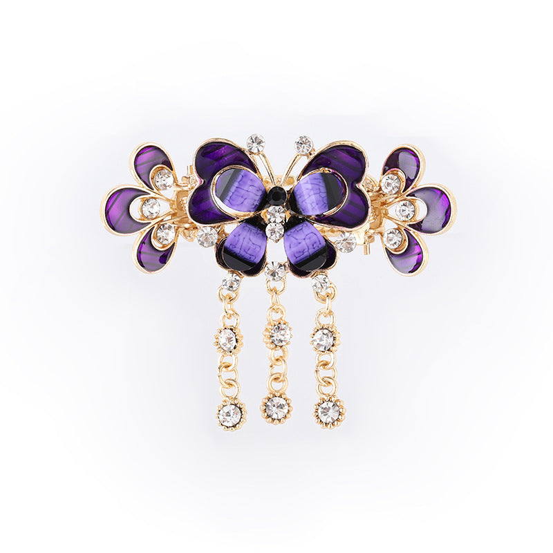 Vintage Plate Back Head Fringe Clip