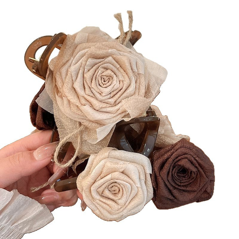 Dried Rose Flower Hair Clip For Women
