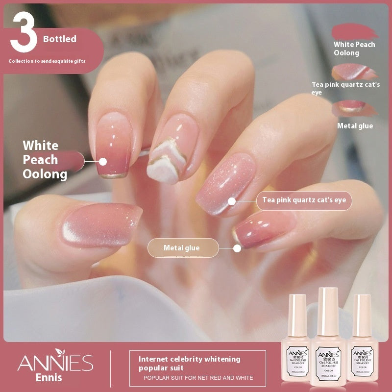 Annies Ennis Women's Three-color New Ice Jelly Nude Color Gel Nail Polish Suit