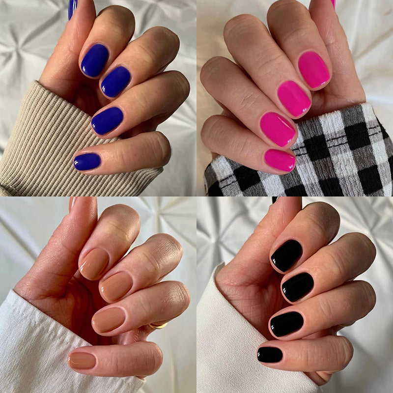 Solid Color Nail Tips Wholesale Nail Sticker Finished Product Removable Wear Finished Nail Beauty
