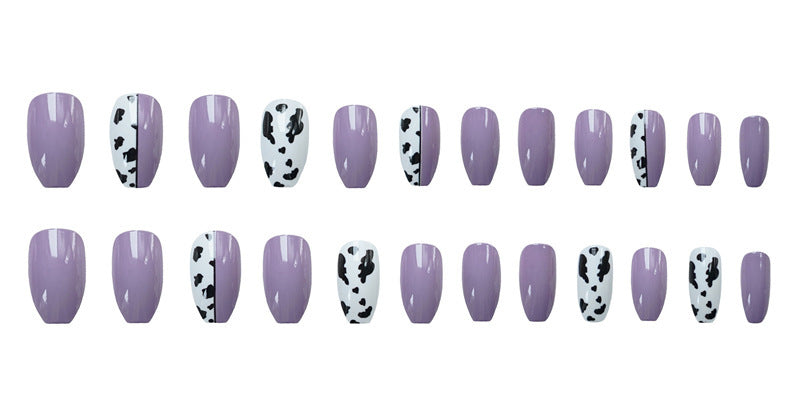 Ballet Purple Leopard Fake Nail Pieces Wearing Nail Art Paste Finished Nail Pieces