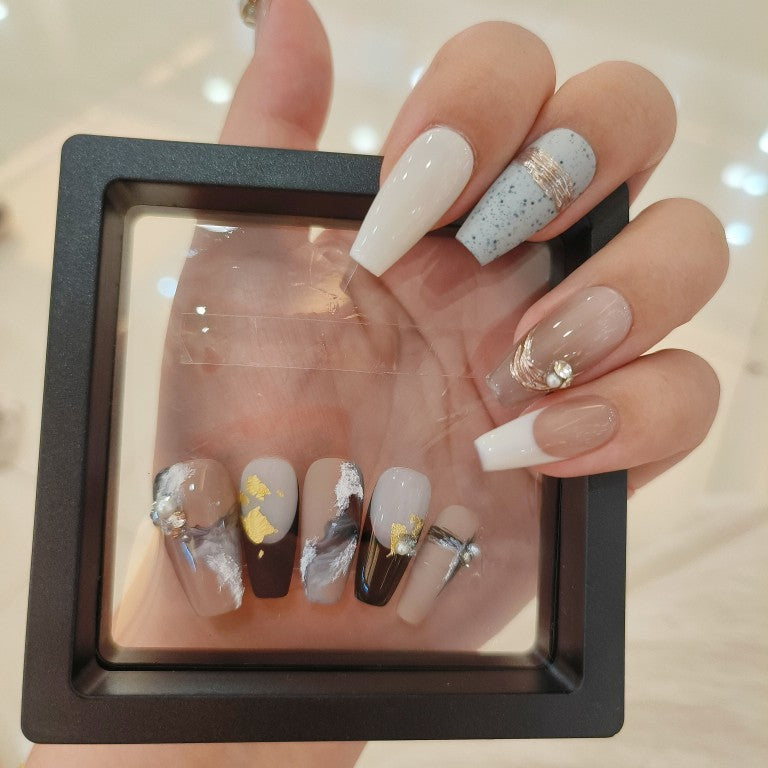 Autumn And Winter Atmosphere Wear Nail Patch Warm Color High Sense Metallic Pile Rhinestone