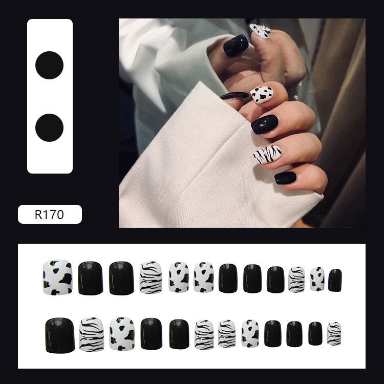 Fake Nail Patch Finished Nail Sticker Nail Sticker Black And White