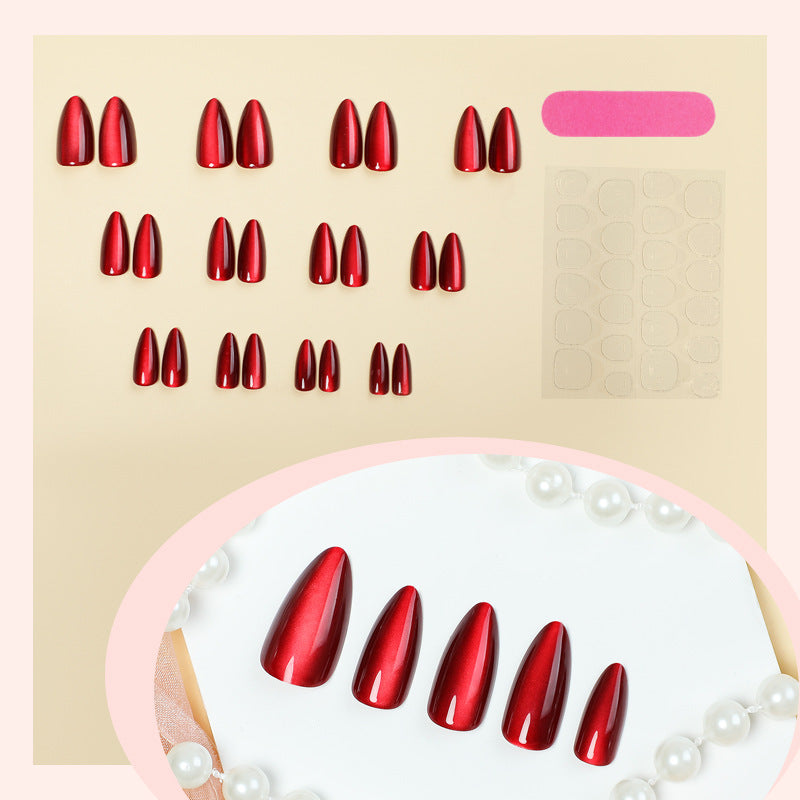 Red Cat Eye Nail Sticker Wear Nail Finished Product Removable