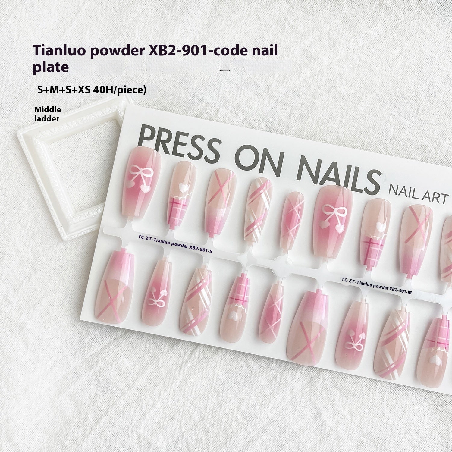 Press On Nails Dopamine Sweet Cool Butterfly Dark French Fake Nail Tip