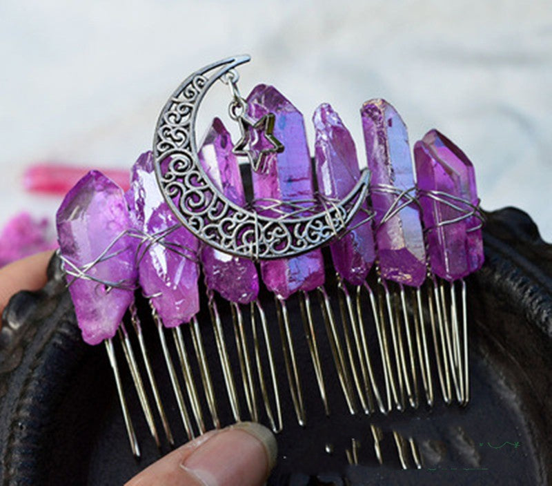 Premium Handmade Crown Moon Hollow Star Hair Comb