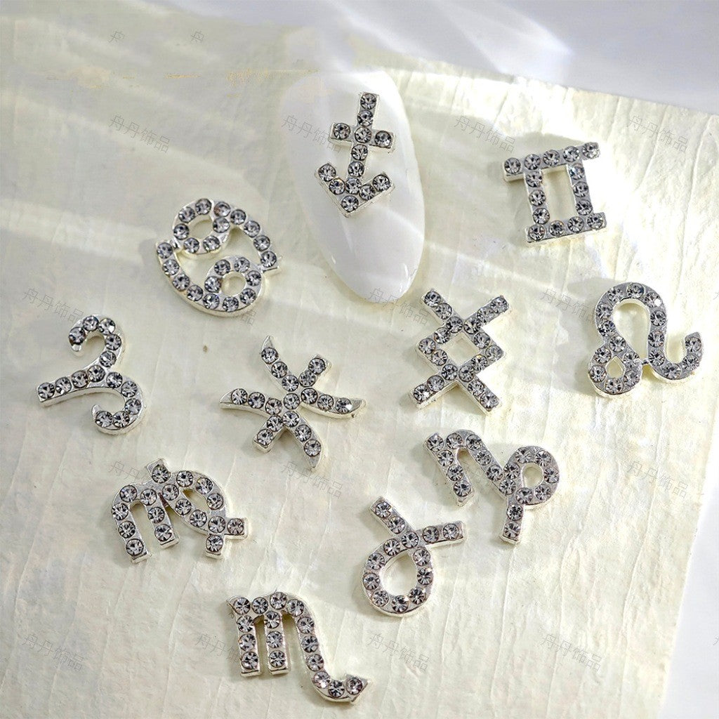 Twelve Zodiac Nail Art Accessories Alloy Inlaid Diamonds