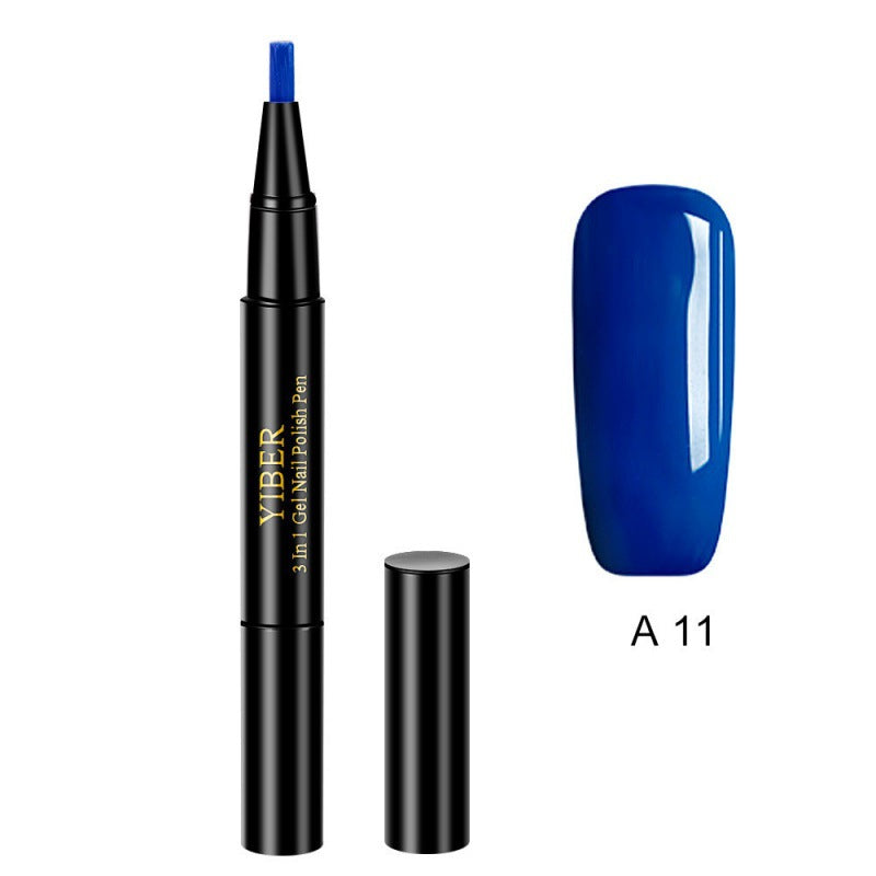 Yiber 5pcs Nail Polish Pen 3 In 1 One Step Glue Pen Multicolor