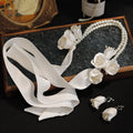 Bride's White Temperament Satin Hair Accessory