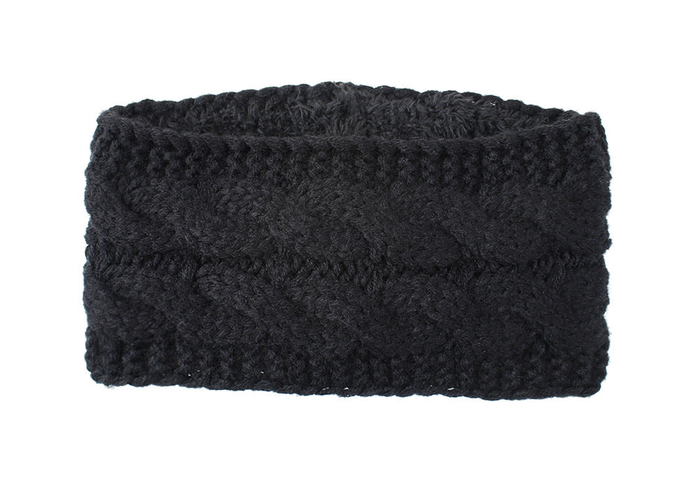 Wool Knitted Hair Band With Velvet Warm Ear Protection Autumn And Winter Headband Head Cover