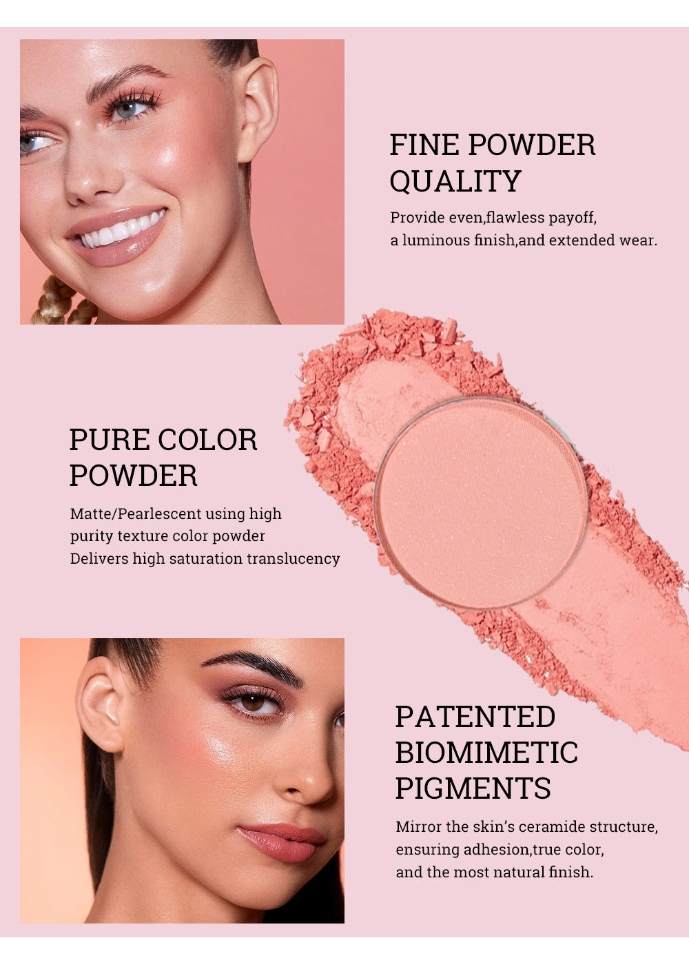 Julystar Beauty Matte Rouge Blush Repair Three-dimensional Eye Shadow Six-color Integrated