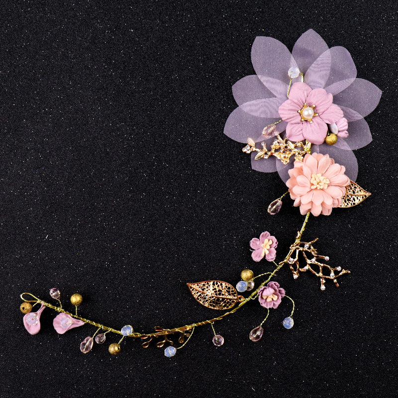 Flower Wreath Headdress Pink Headband Wedding Dress Headband