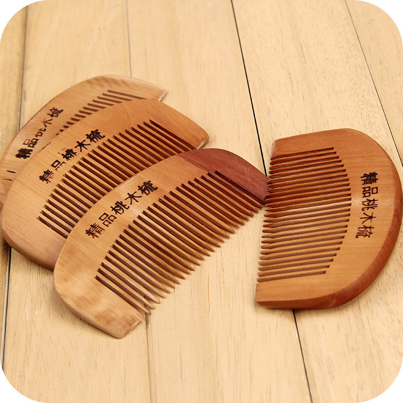 Thickened Dense Tooth Comb Massage Anti-static Round Teeth Wooden Comb