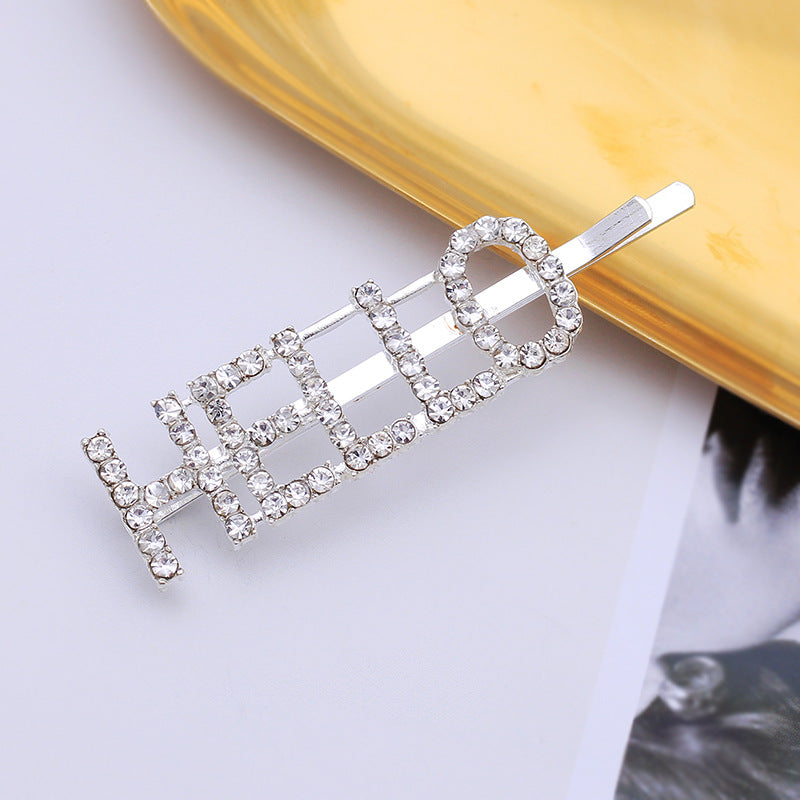 Letter Side Clip Bangs Rhinestone