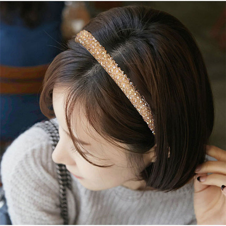 Women's Crystal Beaded Hair Hoop Woven Headwear