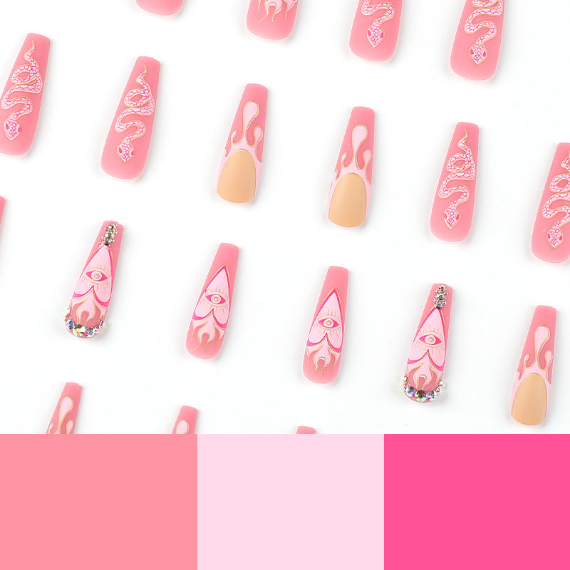 French Water Drop Snake Pattern Nail Tip