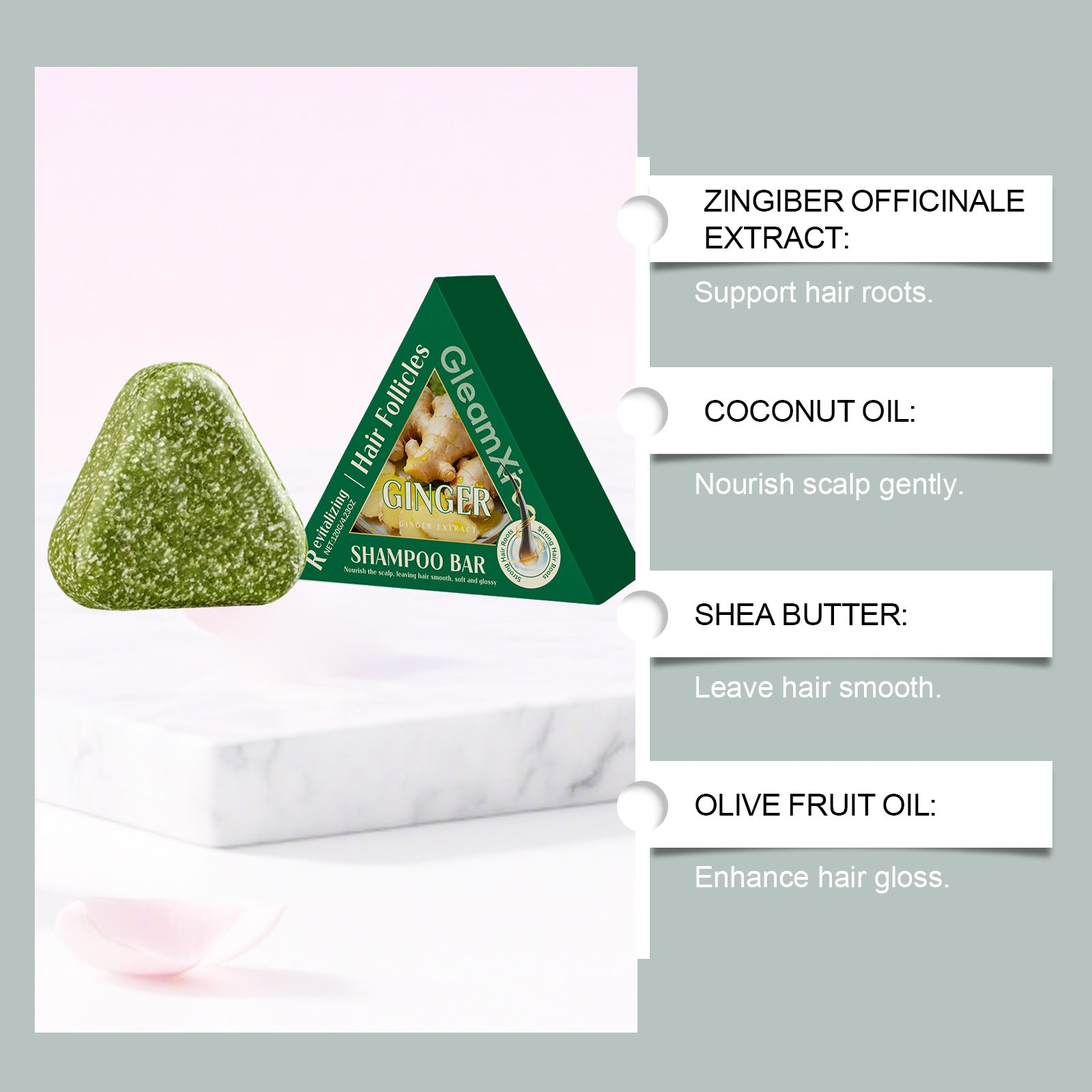 GleamXi Ginger Nourishing Shampoo Bar