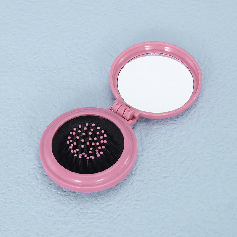 Macaron Mini 2-in-1 Folding Mirror Noodle Comb Airbag Comb