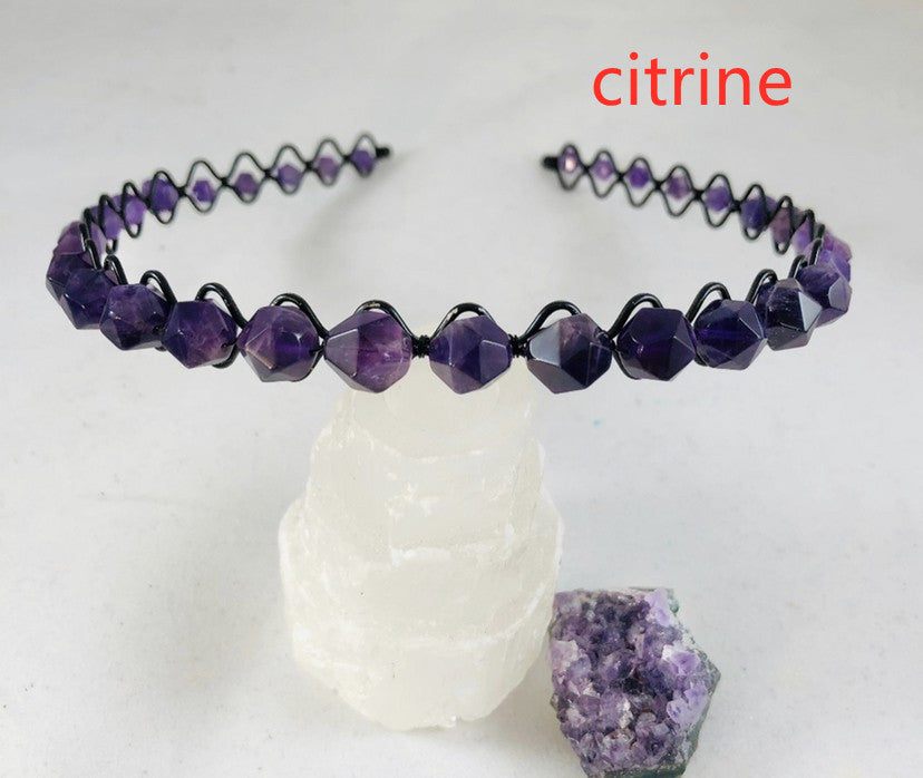 Natural Amethyst Handmade DIY Black Headband
