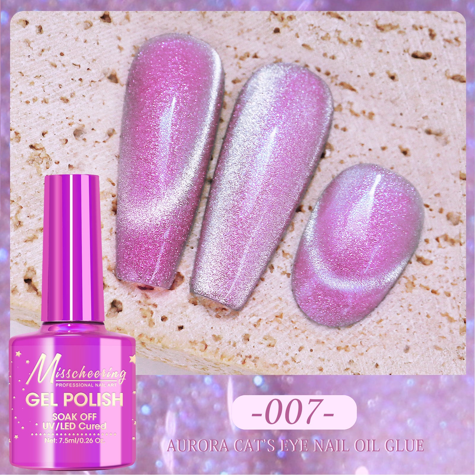 Misscheering Polar Day Crystal Cat's Eye Dazzling Magic Color Nail Polish