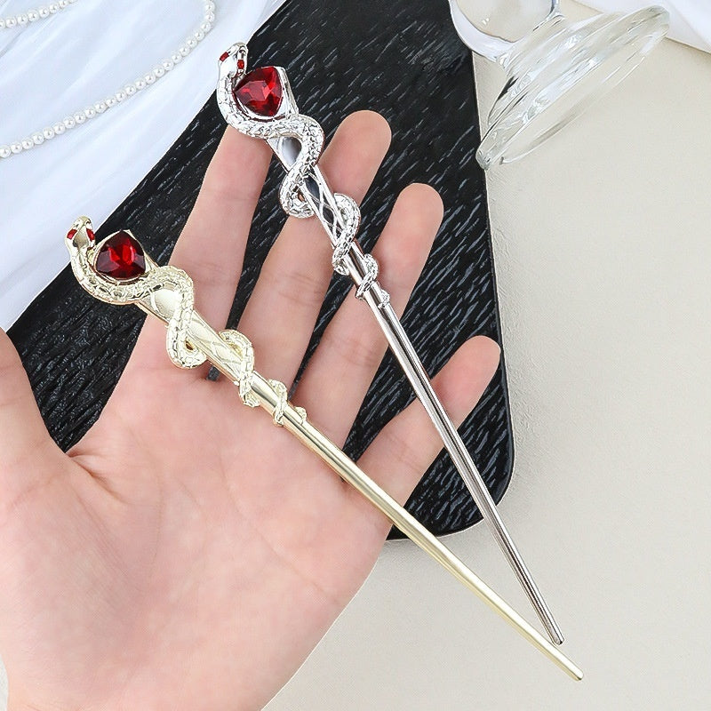 New Versatile Alloy Hairpin Snake-shaped Gem Hair Accessory