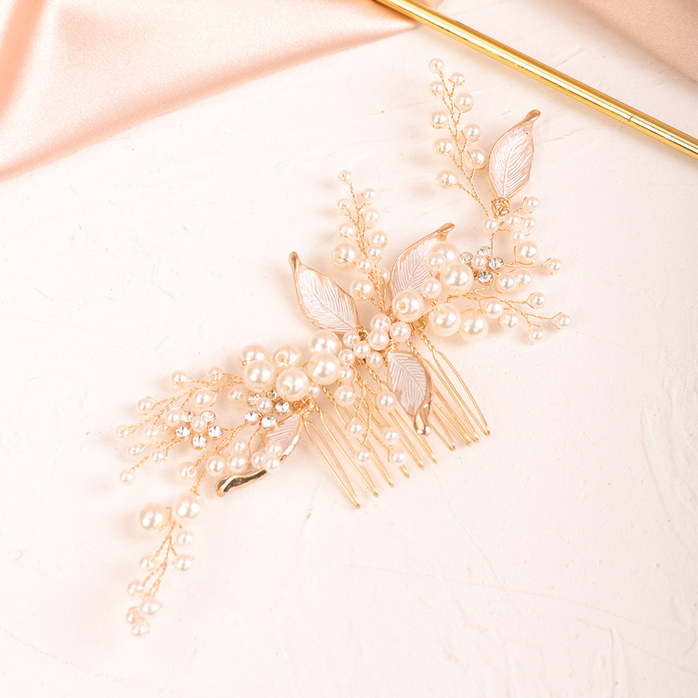 Pearl Leaf Hair Comb Insert Comb Accessories