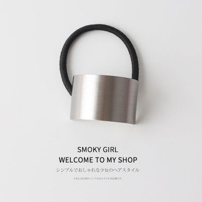European And American Ins Cold Style Geometric Metal Brushed Hollow Hair Ring