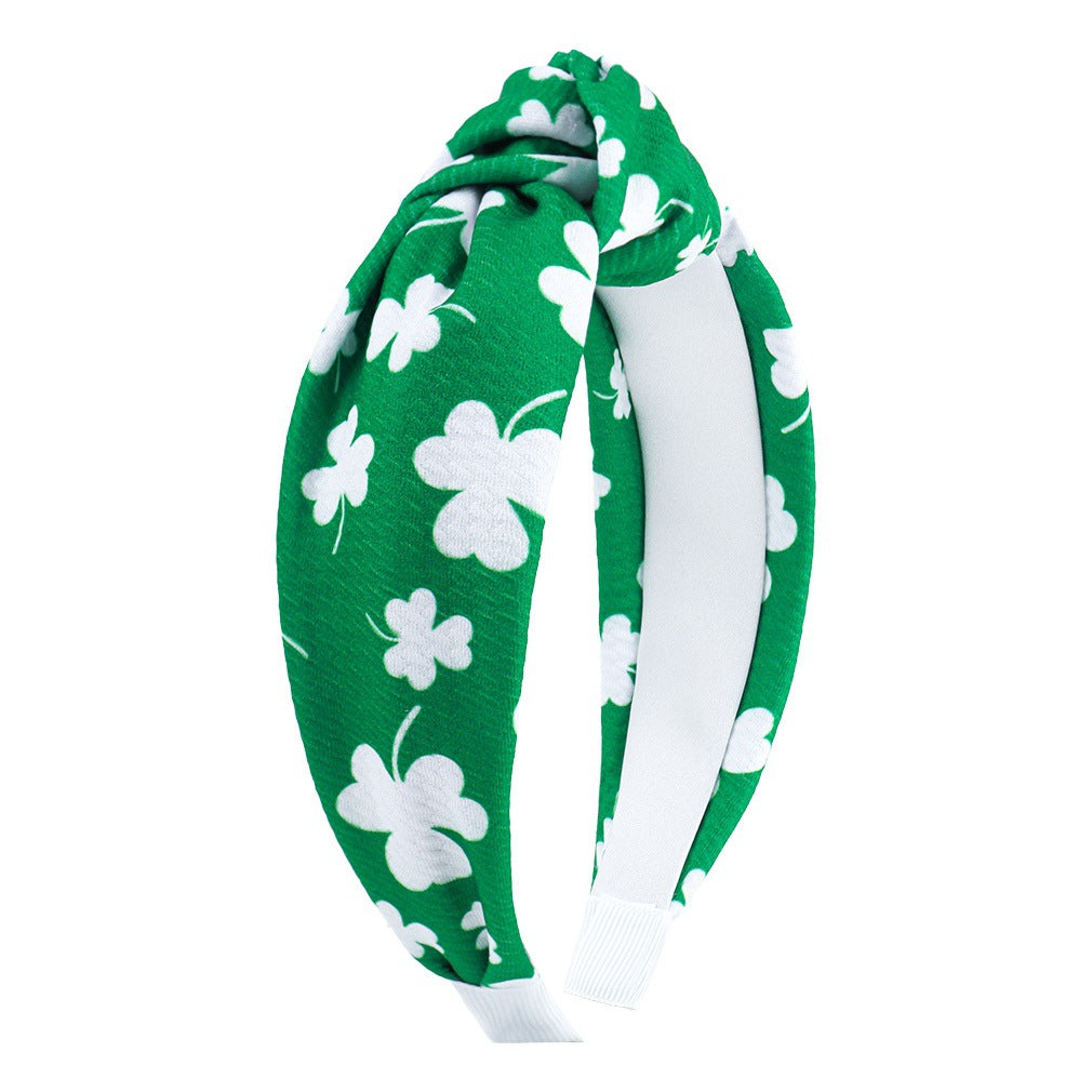 St Patrick's Holiday Clover Seersucker Knotted Hair Hoop