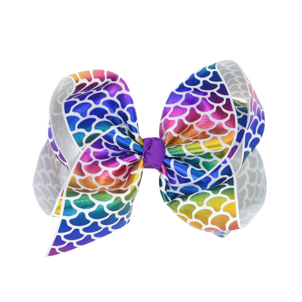 8 Inch Kids Big Bow Bronze Heart Hair Clip