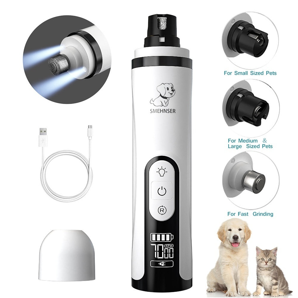 Smehnser Pet Automatic Nail Piercing Device 3-speed LED Electric