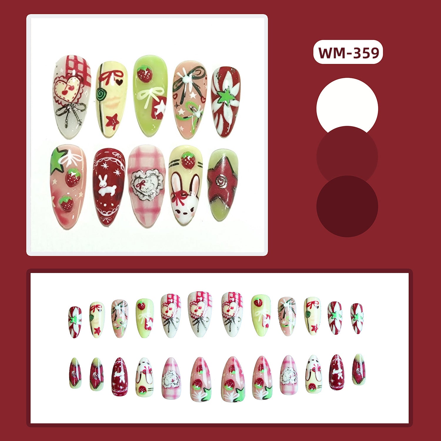 24-piece Set Of Cute Cartoon-style Fresh And Sweet Wearable Nail Tips