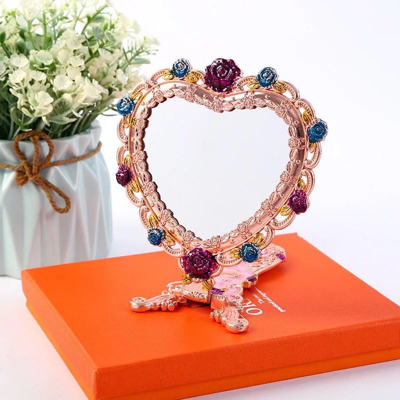 Metal Heart-shaped Handle Mirror Comb Set