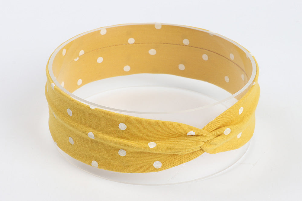 European And American Cute Dotted Prints Cross Babies' Headwear Cotton Cloth Children's Headband