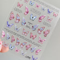 Embossed Black-and-white Butterfly Rose Nail Stickers