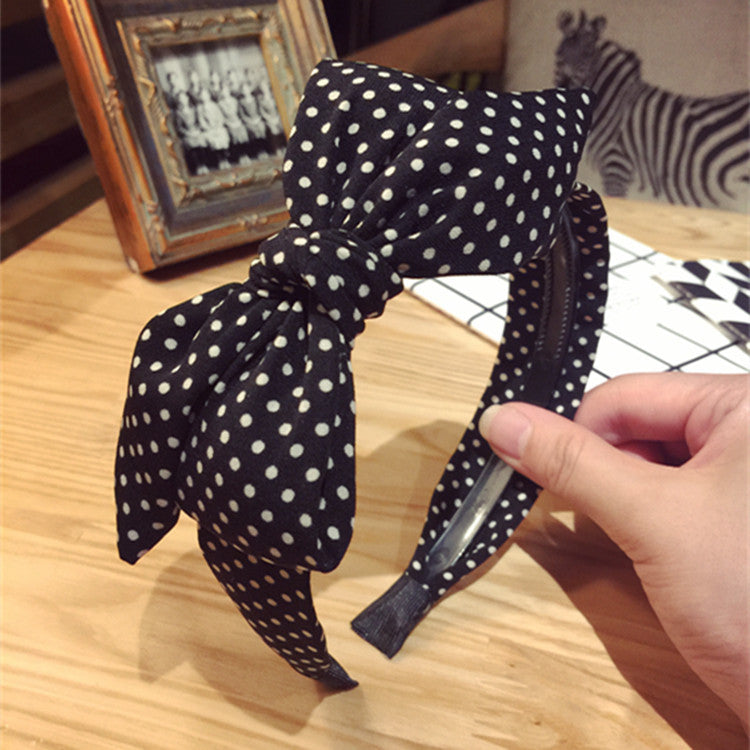 All-match Fabric Plaid Big Bow With Teeth Headband